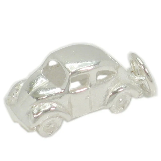 VW Beetle Car Sterling Silver Charm .925 x 1 Cars charms.