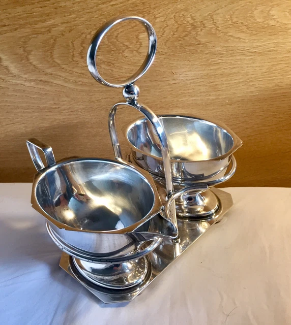 Yeomans Plate Sugar & Milk Set Silver Plated