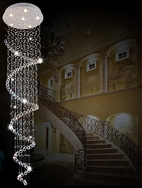 New Luxury K9 Crystal RainDrop Spiral Pendant Lamp Ceiling Light Lighting Loft