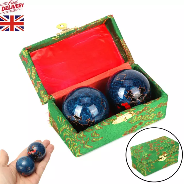 2pcs Hand Massage Balls Baoding Balls with Storage Box Durable Smooth Chinese