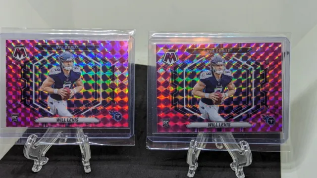 2023 Panini Mosaic  Will Levis 2 NFL Debut Camo Pink Prizms. Both Look Excellent