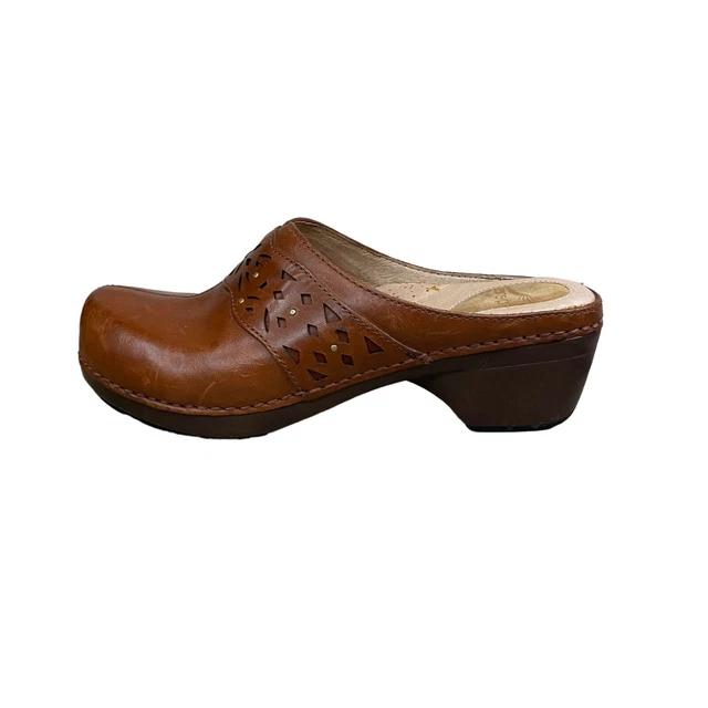 Dansko Shyanne Clogs Slip On Comfort Shoes Brown Leather Size EUR 39 US 8.5