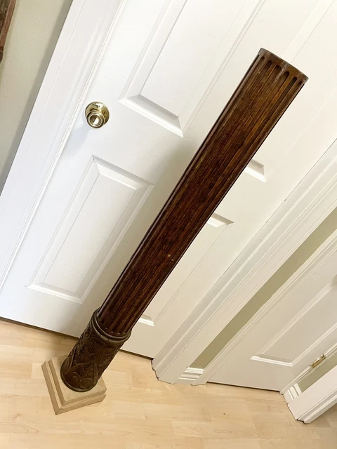 Single Antique Craftsman Fluted Oak Architectural Column