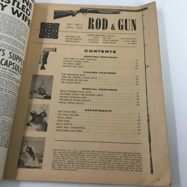 VTG Rod & Gun Magazine April 1958 Blue Killer On The Line No Label 3