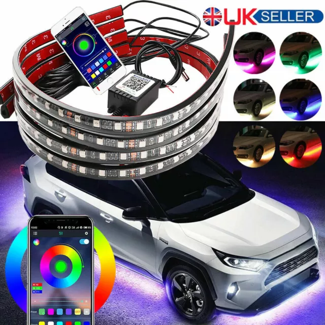 Phone App Control Under Car Tube Strip RGB LED Underglow body Neon Light Kit UK
