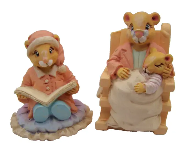 Vtg 2pc J.C. Grandmother & Baby Child Mouse 2" Animal Figurines 1992 Collectible