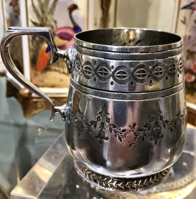 Victorian Silver Plated Christening Mug Mary Josephine Williams 1876