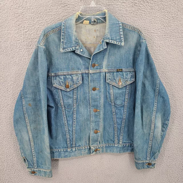 Vintage Wrangler Jacket Men's Size 42 Blue Denim Jean Trucker 70s