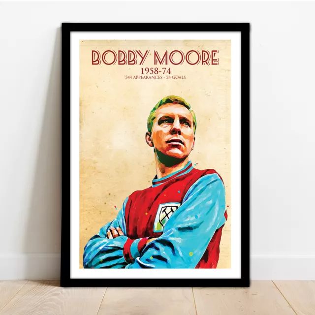 West Ham United - Bobby Moore - Framed Art Print Poster.
