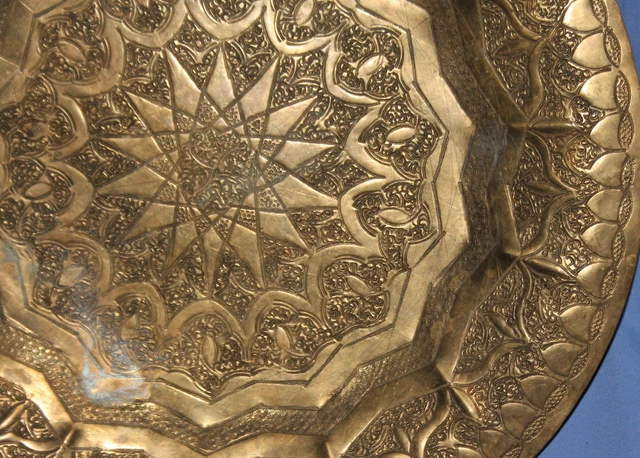 Vintage Hand Crafted Wall Decor Ornate Floral Brass Plate 4