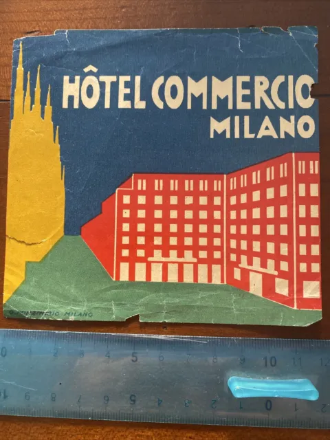 etichetta albergo valigia luggage label Italia HOTEL COMMERCIO MILANO