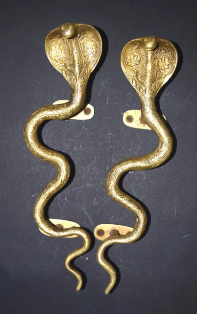 Brass Snake Door Handle Handmade Cobra Python Door Pull Almirah Handle RU43 2