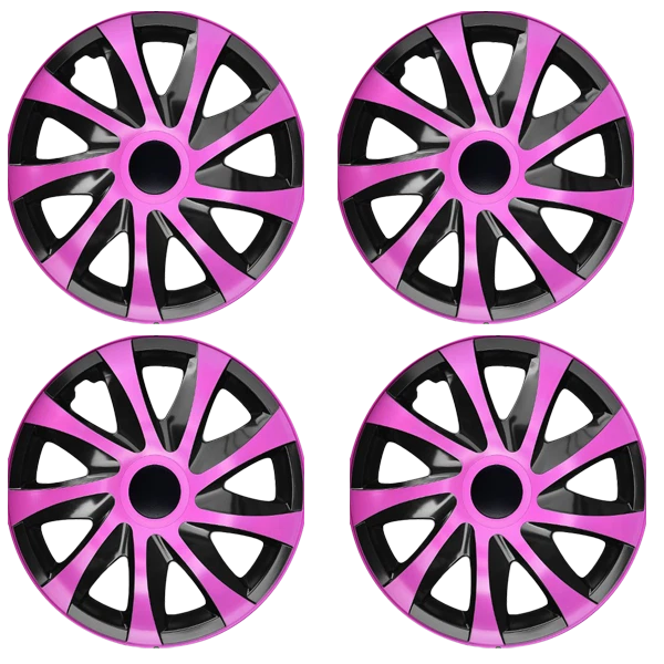 15" Copriruota Coprimozzo 15 pollici Copricerchi Set di 4 Plastica [ROSA DRAC]