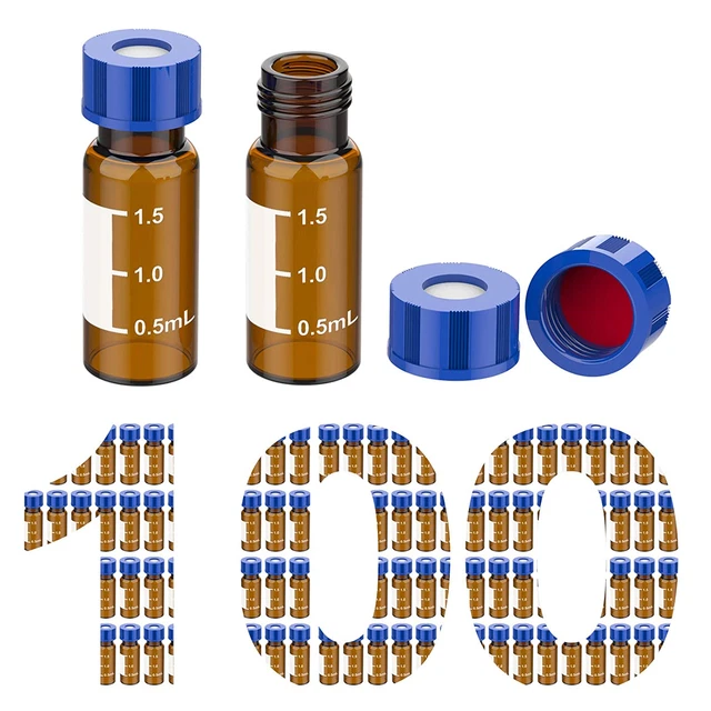 Membrane Solutions Autosampler Vials, 2Ml HPLC Vials, 9-425 Lab Amber Vials with