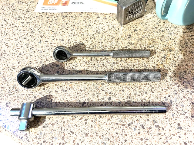 3 PC. 1/2 Inch Drive Ratchet 10'' & Breaker bar plus 3/8 ratchet  Heavy Duty