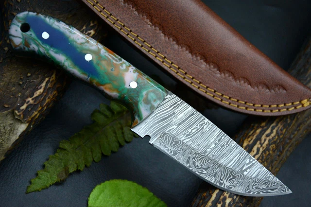 8.0" OAL Custom Hand Forged Damascus Steel Hunting Knife Handmade (Q420) 2