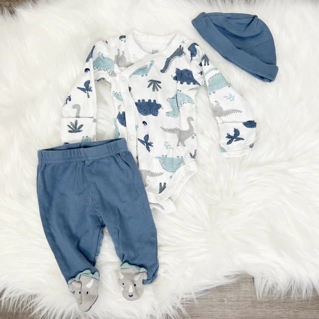 Just One You Carters Newborn NB Infant Dinosaur 3-piece Set Bodysuit Pants Hat