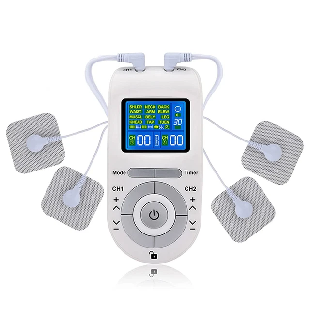 Dispositivo EMS/TENS, dispositivo de corriente de estímulo 3 en 1 con 2 canales dispositivo Tens terapia del dolor,12