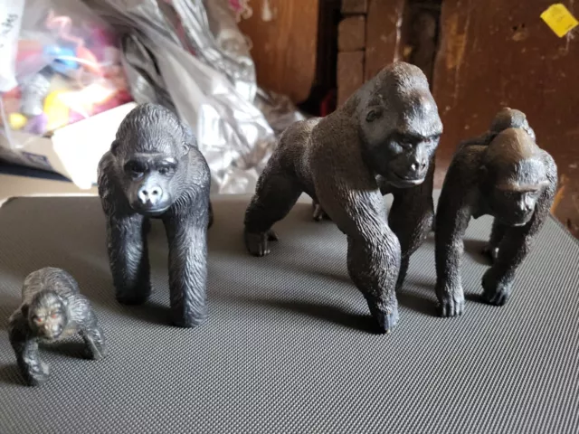 Schleich GORILLA Silverback Ape Family Mama Papa Baby & 2 Terra By Battat