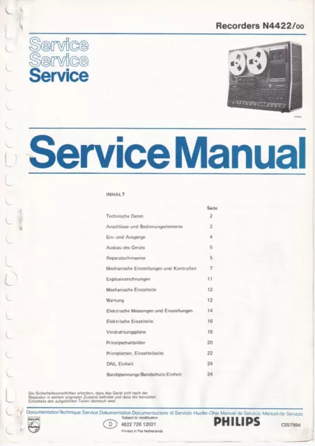 Service Manual-Anleitung für Philips N 4422