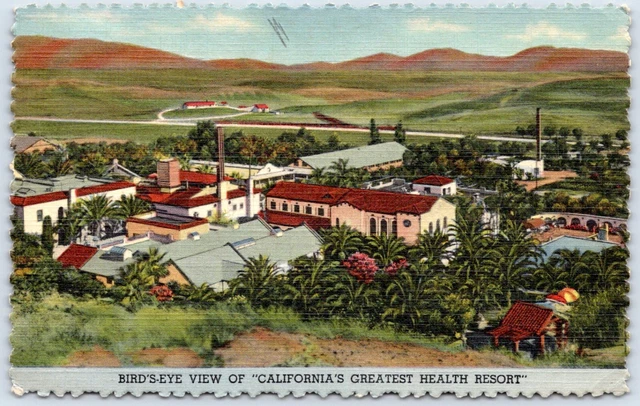Postcard CA California Guenthers Murrieta Hot Springs Resort Birds Eye View P6B
