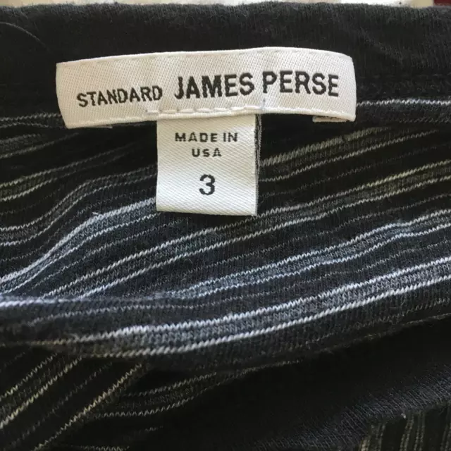 JAMES PERSE Black White Gray Striped Linen Blend High Low Shirt sz Small/Medium 2