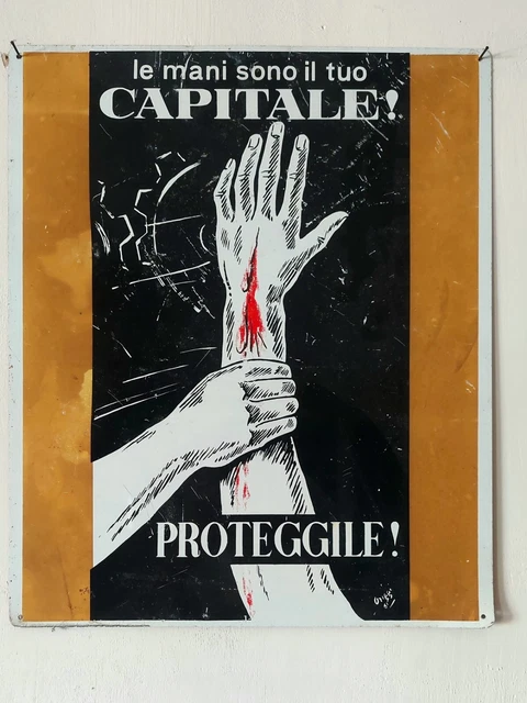CARTELLO ANNI 70 pubblicità modernariato targa tabella insegna vintage pericolo EUR 50,00