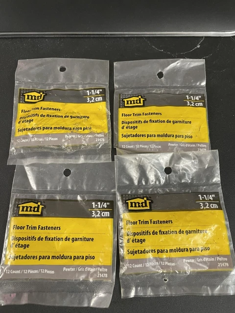M-D Floor Trim Fasteners,  1-1/4", Pewter, #21478 4 pacages of 12 each(48 Count)