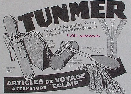 Publicite Tunmer Article De Voyage Fermeture Eclair Sport Golf Tennis De 1925 Ad
