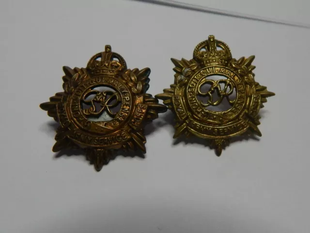 WW2 mismatched pair Royal Army Service Corp Collar badges  genuine issue 2