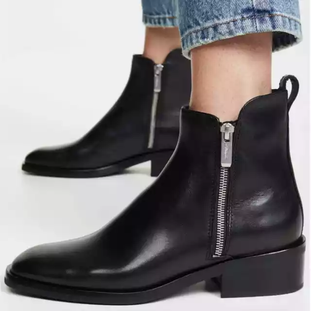 NIB$525 3.1 Phillip Lim Alexa Leather Ankle Bootie Dual Side Zippers Boots 38 8