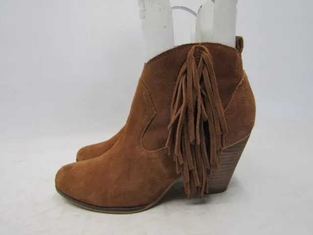 Steve Madden Womens Size 8.5 M Brown Suede Zip Fringe Ankle Fashion Boots Bootie