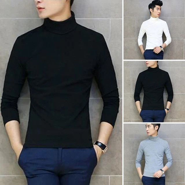 Uomo Maglione Caldo Top Termico Dolcevita Manica Lunga Casual Ufficio Felpe