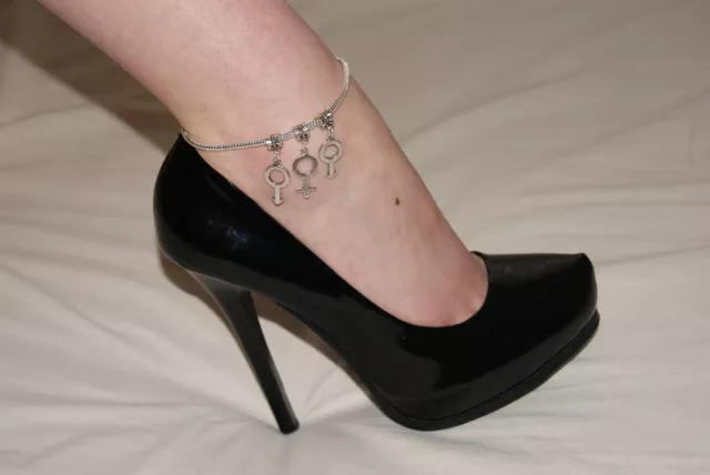 Sexy Euro Anklet Ankle Chain 'MFM' Symbols Swinger Threesome Fetish Slut Hotwife