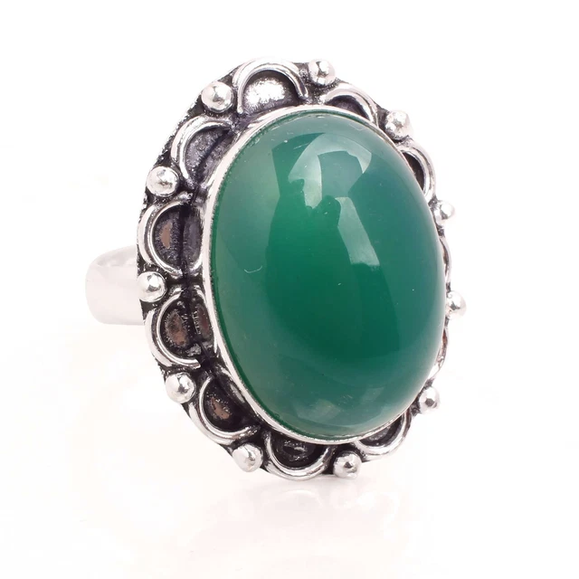 Bague Feuille Verte Réglable En Argent 925 - Ajustable Femme - Cadeau Mariage Neuf