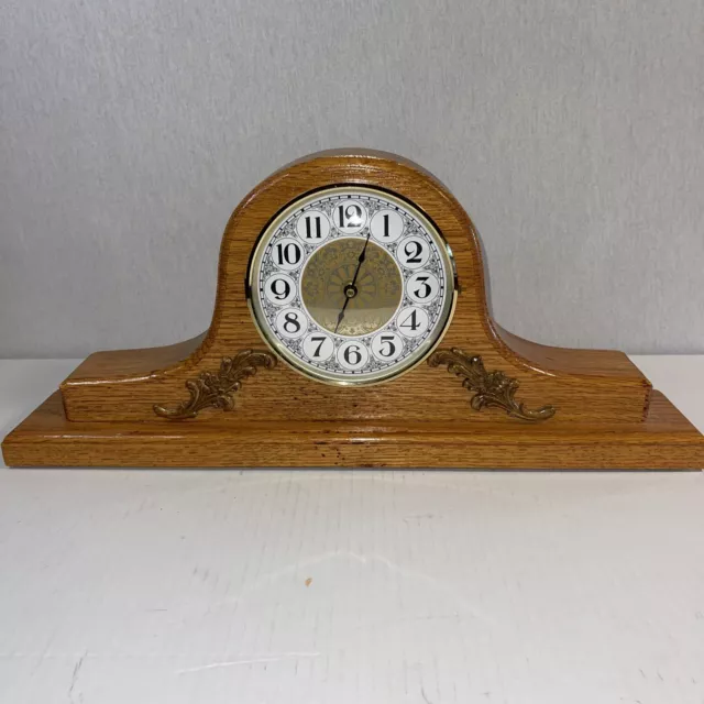 Beautiful solid oak mantle clock Quarts with chime