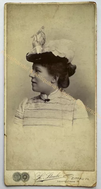 orig. KAB Kabinett Foto Fotografie Bild alt Mode um 1890 Frau Zittau Mädchen