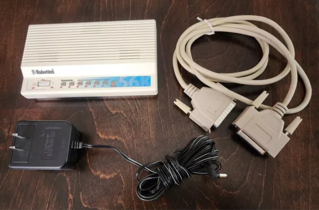 Vintage US Robotics Modem 0701 56k Serial RS-232+Power Adapter+Cable TESTED