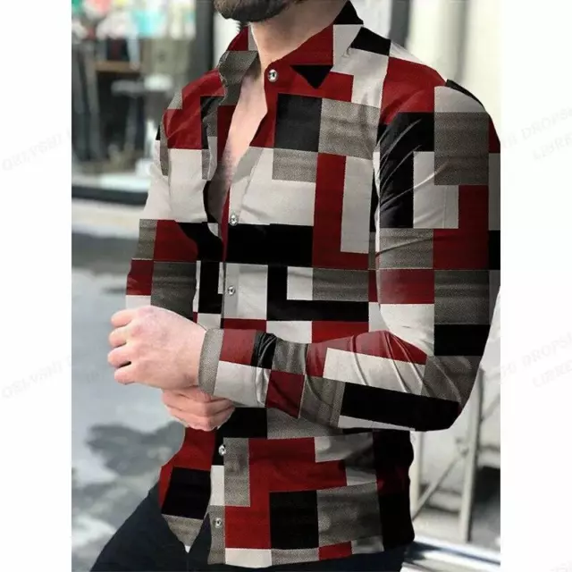 Camisa De Larga Moda Para Hombre Blusa Con Botones Y Estampado Casual Lujo