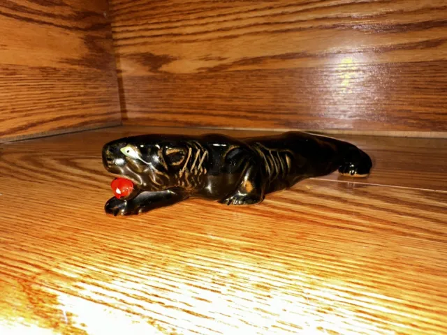 Vintage Stalking Miniature MCM Black Panther Figurine Ceramic Pottery 6in