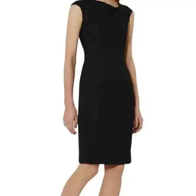 Reiss Black Dartmouth Tailored Sheath Dress Size 8