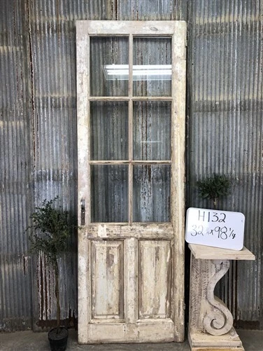 Antique French Single Door (32.75x98) 6 Pane Glass European Door H132