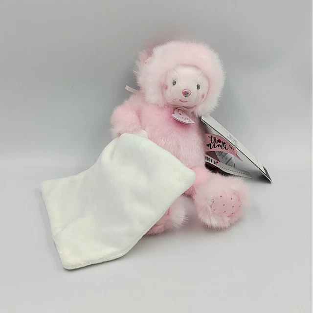 Doudou et compagnie ours rose mouchoir blanc TROP MIMI - 32250