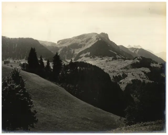 Suisse, le Chamossaire et la Dent du Midi Vintage print,  Silver Print   24x