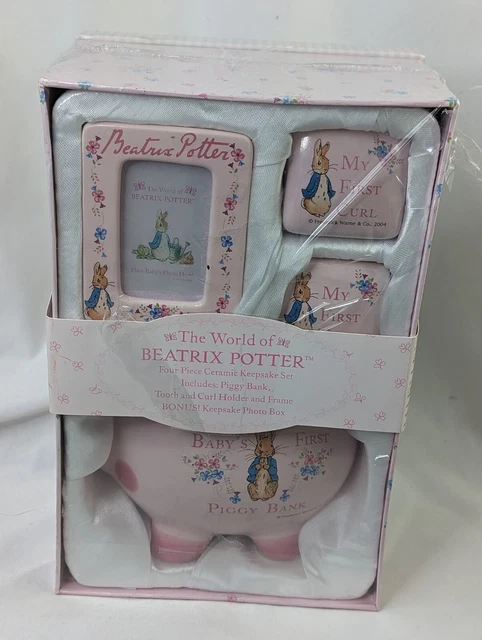 Beatrix Potter Keepsake Set Ceramic Bank Tooth Curl Holder Photo Box