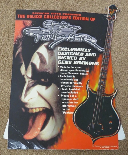 KISS GENE SIMMONS Punisher Bass Guitar Promo Display From Spencers