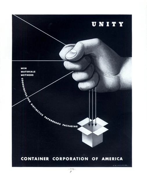 Unity: Men Materials Methods: Container Corporation of America ad 1938 Cassandre
