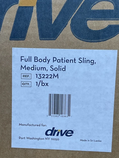 DRIVE Cuerpo Completo Paciente Cabestrillo Azul Sólido 13222 Mediano CAJA ABIERTA CABESTRILLO SELLADO