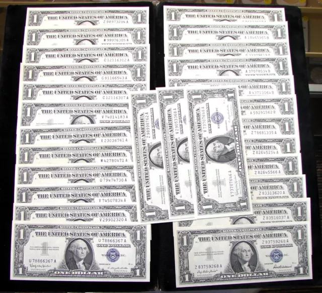 1957 $1 Silver Certificates High Grade Fresh Crisp Currency Notes *27 Notes*