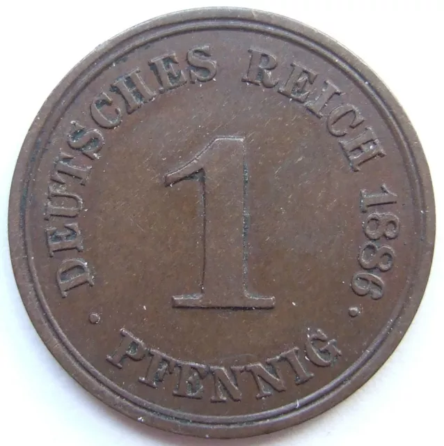 Moneta Reich Tedesco Impero Tedesco 1 Pfennig 1886 G IN Quasi Extremely fine
